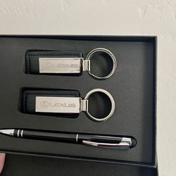 LEXUS Black Leather Key Chain & Pen Set 
