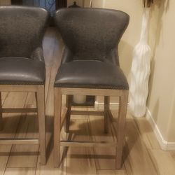 2 Bar Stools Suede Grey Color 24" 