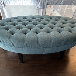 Dusty blue Linen Ottoman 