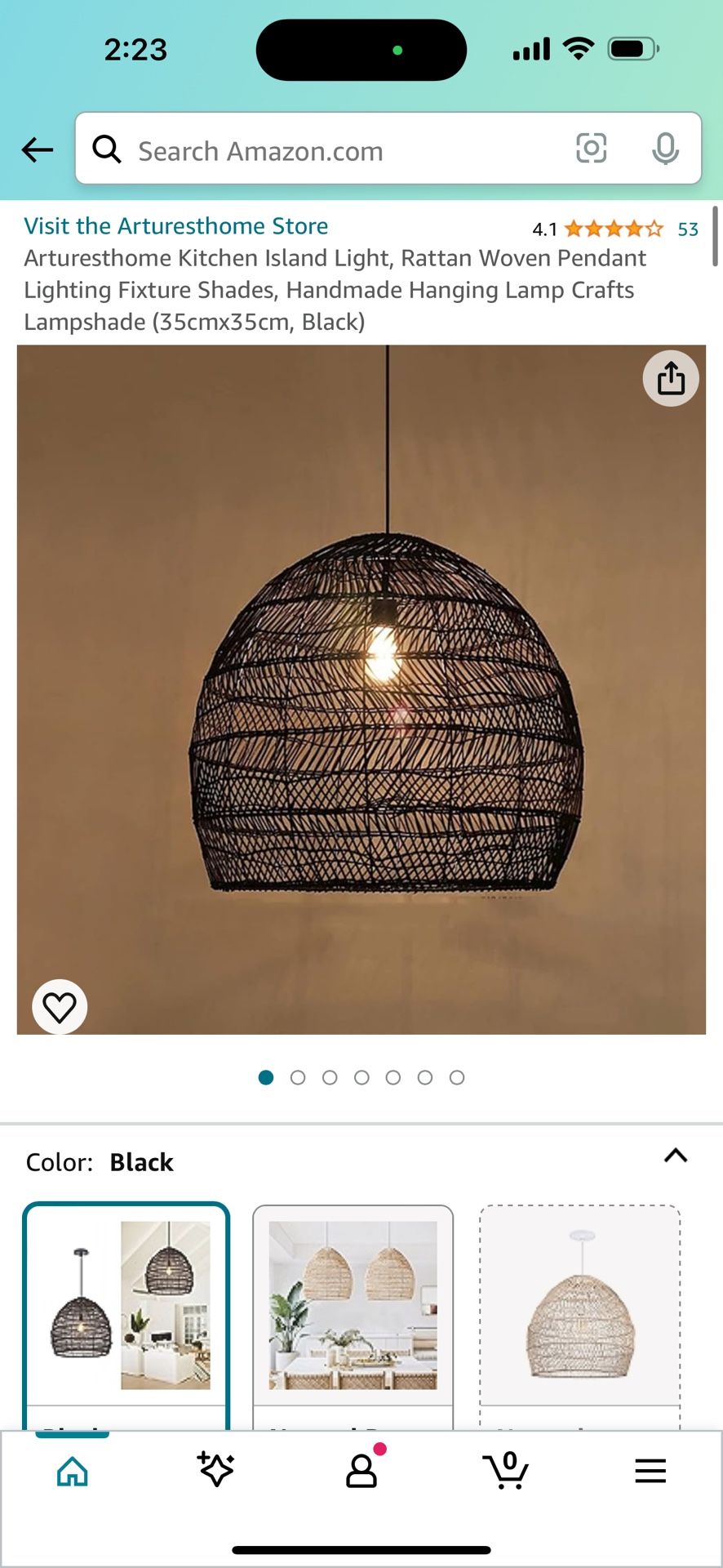 Black Rattan Woven Pendant Light Kitchen Island Dining 