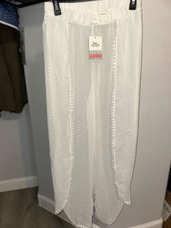 Bon Voyage White Wide-Leg Sheer Pants