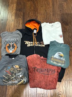 Lot of 5 Vintage shirts & Hoodie Original Harley Davidson Triumph Motorcycle Graphic T-shirt XL 2XL