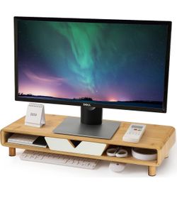 Real Bamboo Computer Monitor Holder