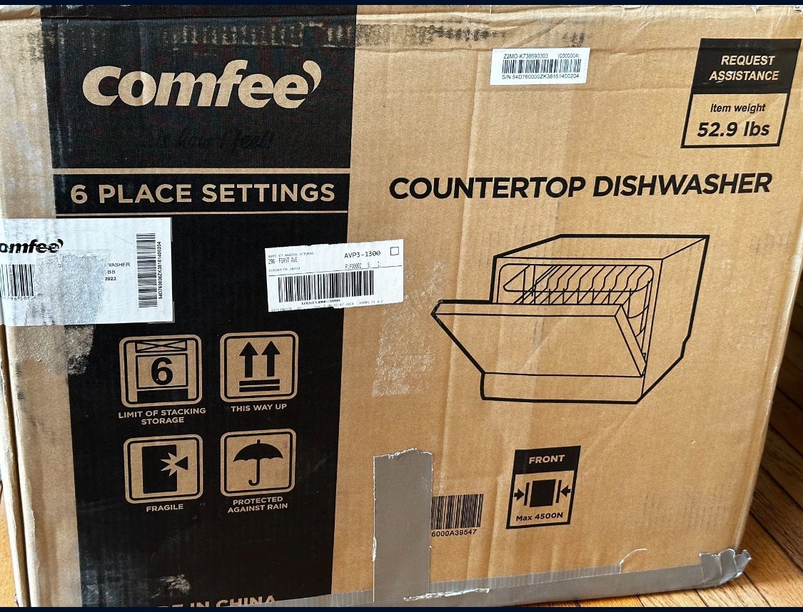 COMFEE’ Portable Mini Dishwasher, Energy Star, Countertop, 6 Place Settings, with 8 Washing Programs,