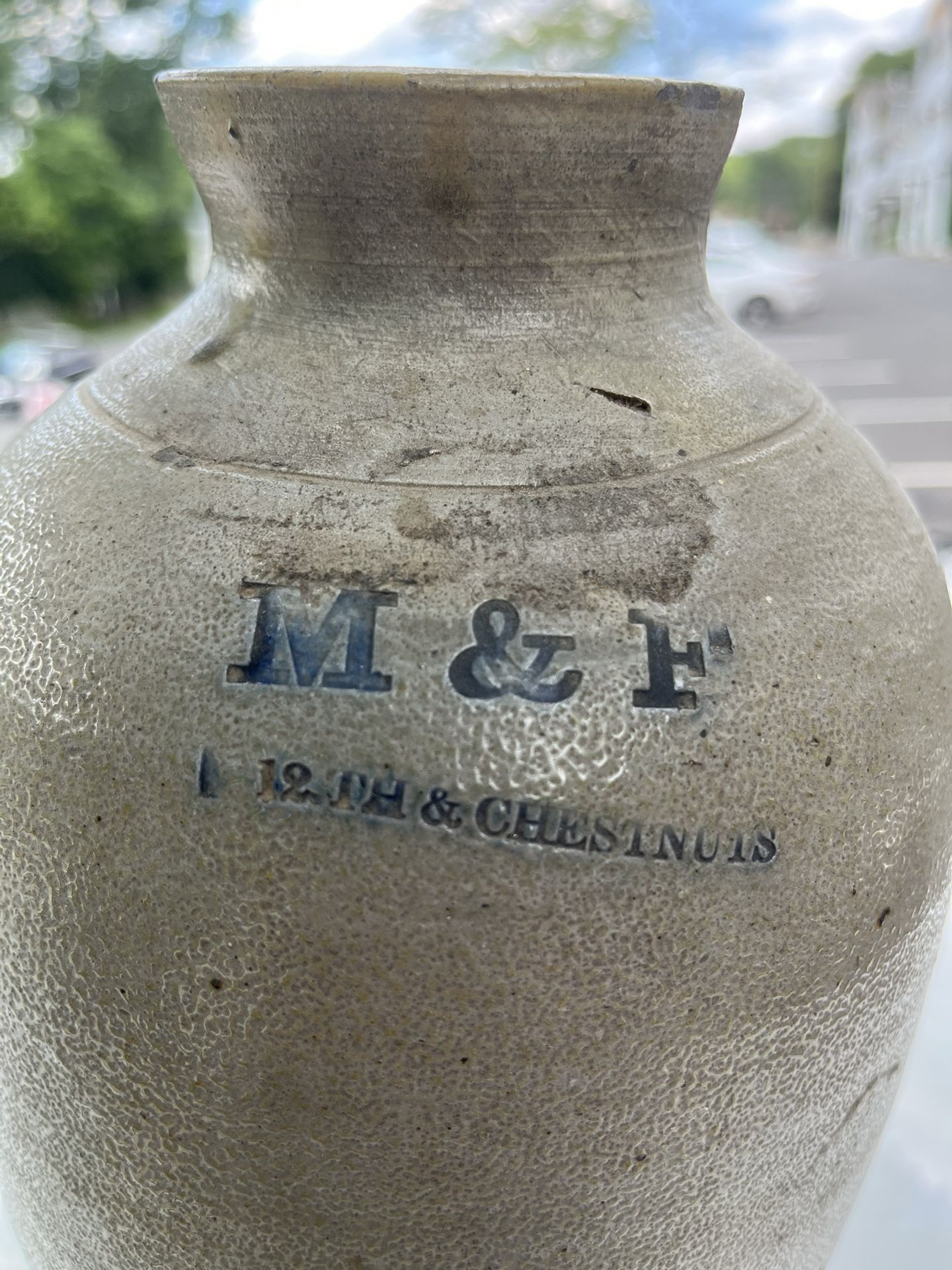 Unique Shape Stoneware Crock M&F