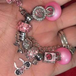 Pink Minnie mouse Charm bracelet Christmas Present Stocking Stuffer