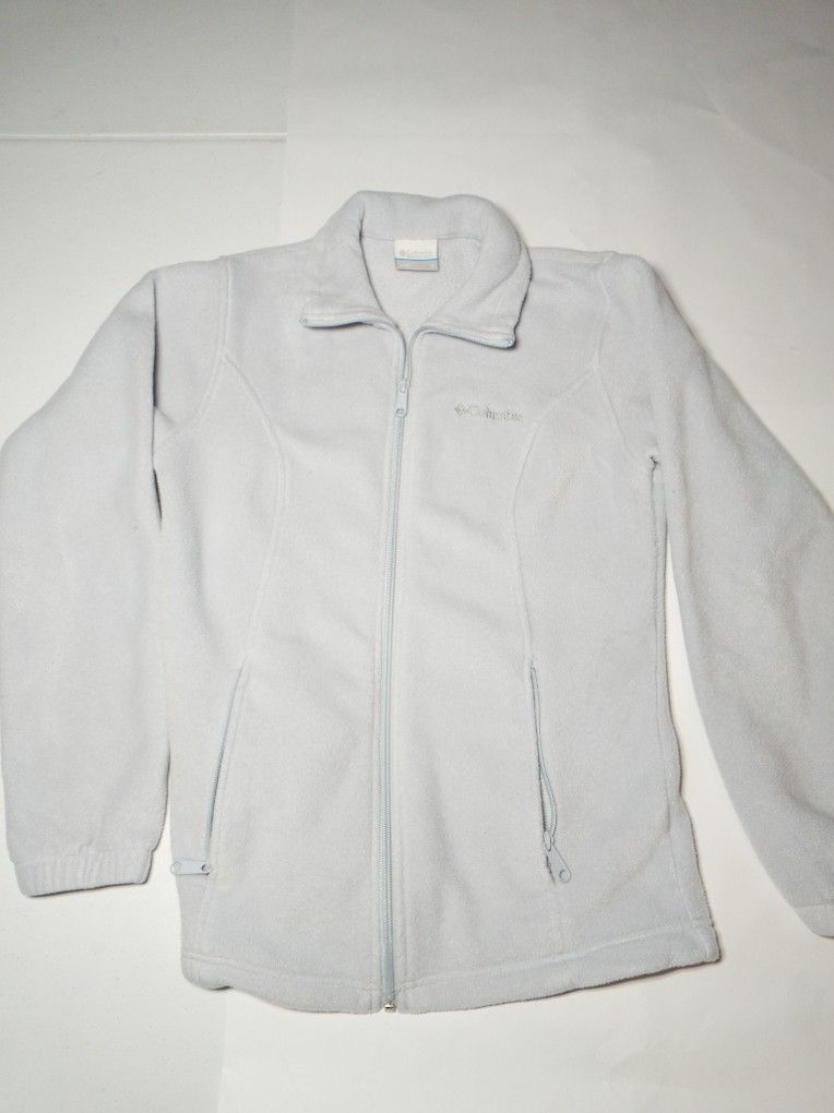Columbia Women's Full Zip Fleece Long Sleeve Light Blue Jacket Sweatshirt Sz S