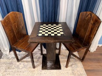 Handmade chess table with 2 chairs