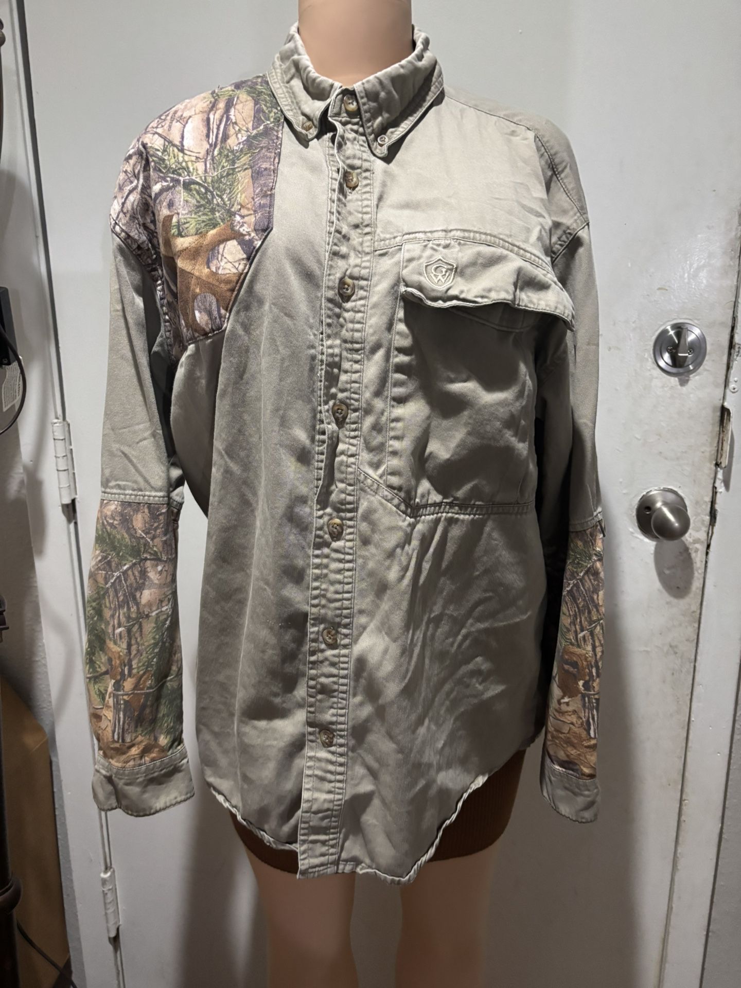 Game Winner Camouflage Khaki Shooting Shirt Size L