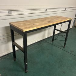 VEVOR Adjustable Workbench – 80” Solid Wood Top + Built-In Power Strip