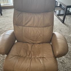 Almond Leather Swedish Recliner