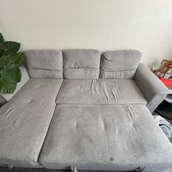 Grey Sectional With Pull Out And Storage 