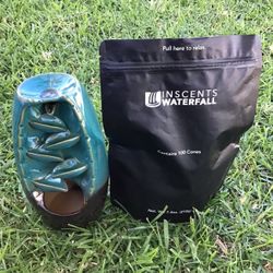 Inscents Waterfall Ceramic Backflow Insense Holder Cone Burner Aromatherapy Spa Zen Office Yoga Bedroom Home Decor Scented Cones Relax Stress Relief