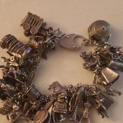 Antique Sterling Silver Charm Bracelet 