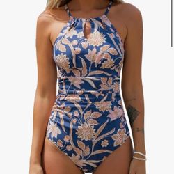 CUPSHE Women's One Piece Swimsuit High Neck Tummy Control Swimwear Bathing Suit