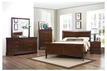 4pieces Bedroom Set, Queen Size Bed, Dresser, Mirror And One Night Stand