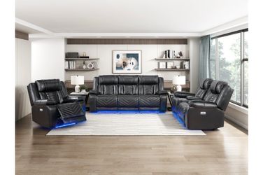 Modern Light Up LED Reclinable Sofa Set Loveseat And Accent Chair