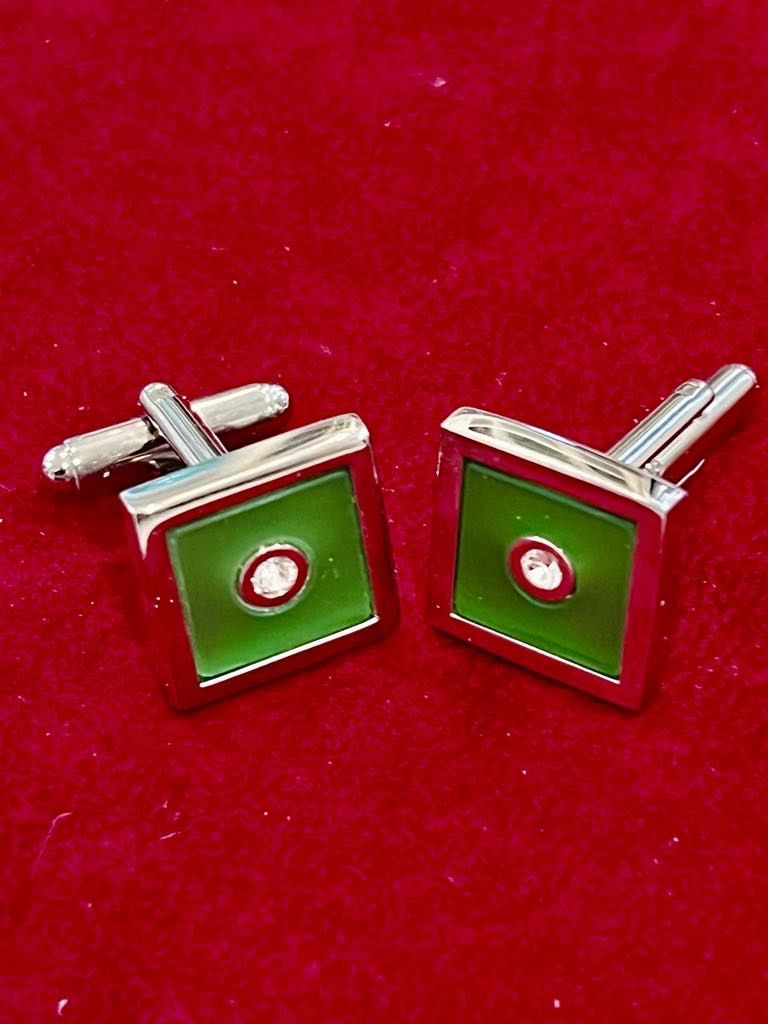 Green cufflinks (Unisex and wedding gift)
