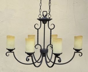 HINKLEY LIGHTING H3508 CASA SIX LIGHT SINGLE TIER PILLAR CANDLE CHANDELIER