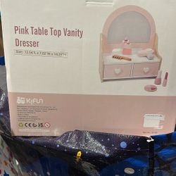 Pink Table Top Vanity Dresser For Kids 