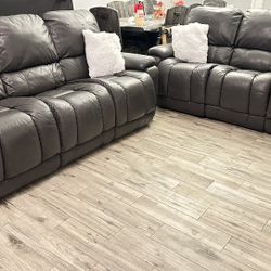 Gray leather reclining couch set FREE DELIVERY