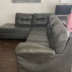Leather Sofa Sectional (Gray)