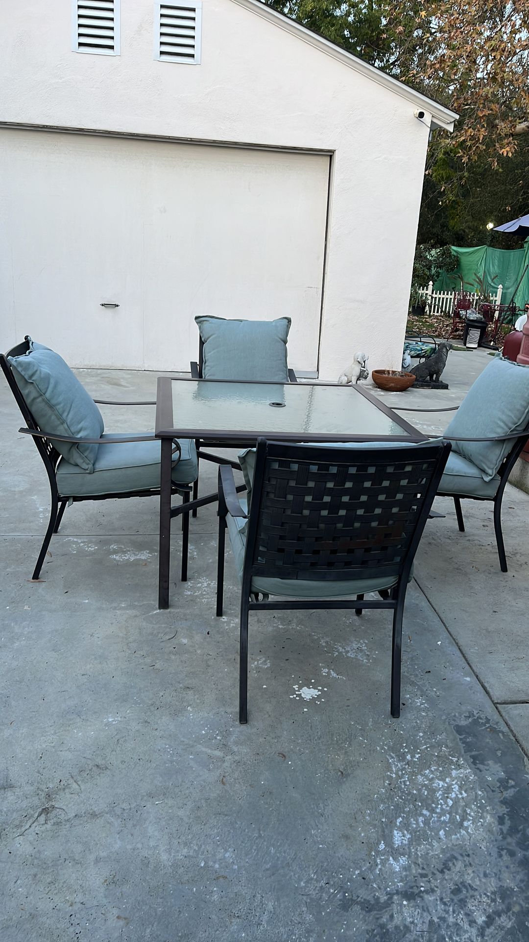 Metal Patio Set with Glass Table