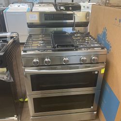 Sa  msung double ove n stove stainless steel flex door 