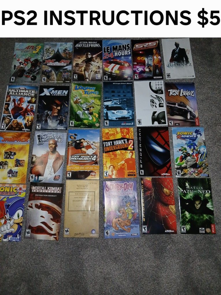 Ps2 Instruction Manual $5 Each