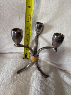 CANDELABRO TRIPLE ANTIGUO DE PLATA