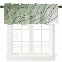 Curtain Valance for Windows Geometric Gradient Rod Pocket Valance Window Treatments 1 Panel Sage Green Ombre Short Curtains