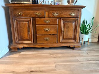Traditional Wood Buffet Sideboard with Brass Hardware