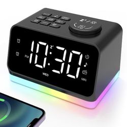 Radio Alarm Clocks for Bedrooms with 8 Colors Night Light & Time Display, 0-100% Dimmer, 16 Levels Volume, Small RGB Alarm Clock with Timer, Bedside L