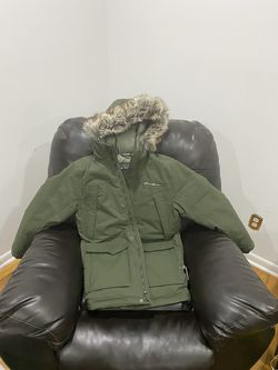 Eddie Bauer Green Winter Jacket with Fur Hood 650 Fill Power-New
