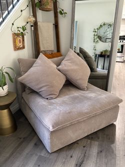 Oversized Lounge Chair + Matching Ottoman – Neutral Beige