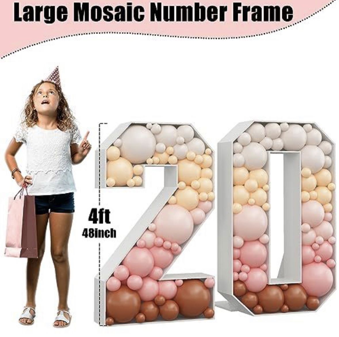 Mosaic Numbers for Balloons Number 20 Balloon Frame 4ft Large