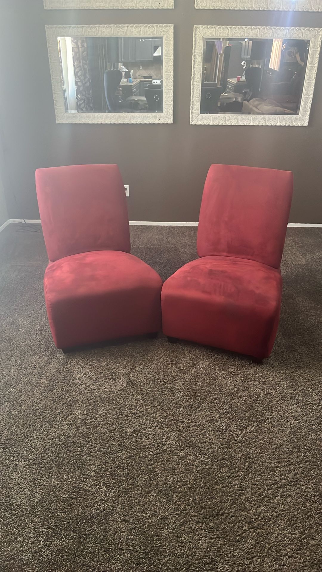 2 Red Couch Cushion Chairs