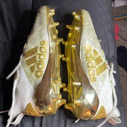 Size 9.5 adidas Adizero New Reign Floral Cleats - White Gold Metallic