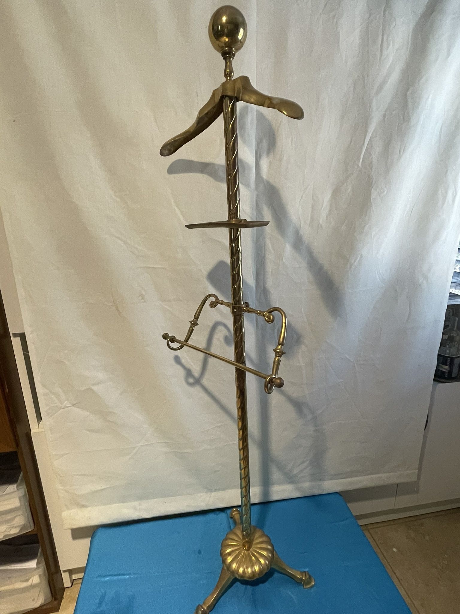 Vintage Gentleman’s Brass Valet Butler Stand