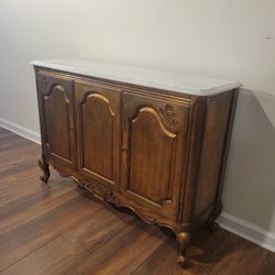 Vintage Louis XV Style Marble Top Buffet 