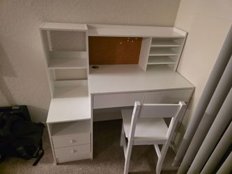 White kids study table and chair