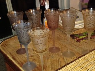 Set of Etched Glass Cordial Stemware