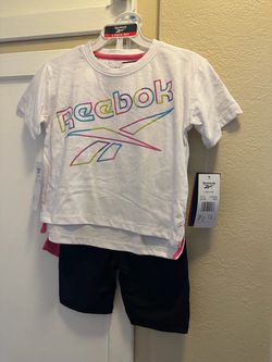 Reebok 3 Piece Outfit Girls Size 5 Tshirt, Biker Shorts, & Tank Top