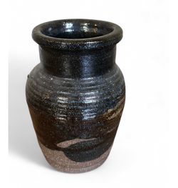 Vintage Handmade Charcoal Brown Ceramic Vase: Decorative Pottery Gift