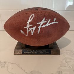Troy Aikman Dallas Cowboys Autographed Official NFL Football Super Bowl XXVII MVP