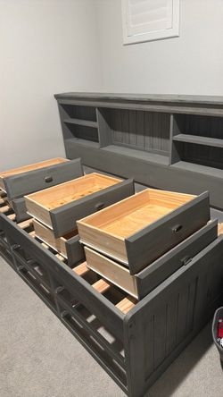 Twin bed frame with 6 drawers