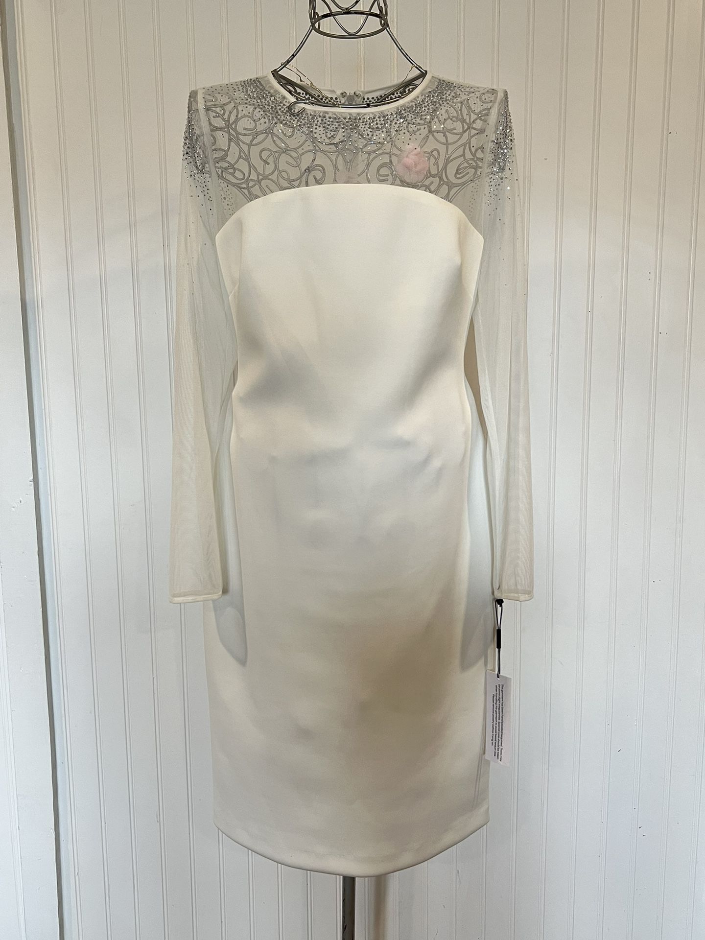 Calvin Klein Elegant Illusion Scuba Sheath Long Sleeve Dress size 12