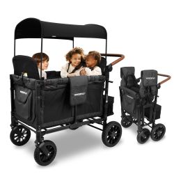 WonderFold W4 Luxe Multifunctional Quad (4 Seater) Stroller Wagon - Volcanic Black