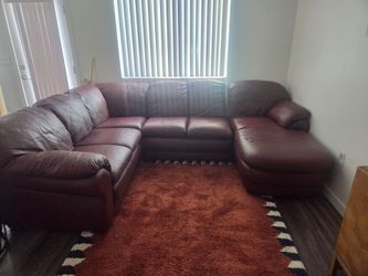 Maroon leather sectional