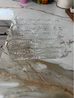 Godinger Shannon Crystal FREEDOM Flatware Cutlery Holder Caddy Set Of 3